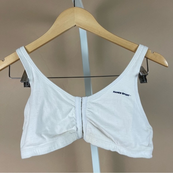 VINTAGE Hanes Sport 38A 38B 38C 90's Front Closure Sporty Bralette Wireless - Picture 1 of 9